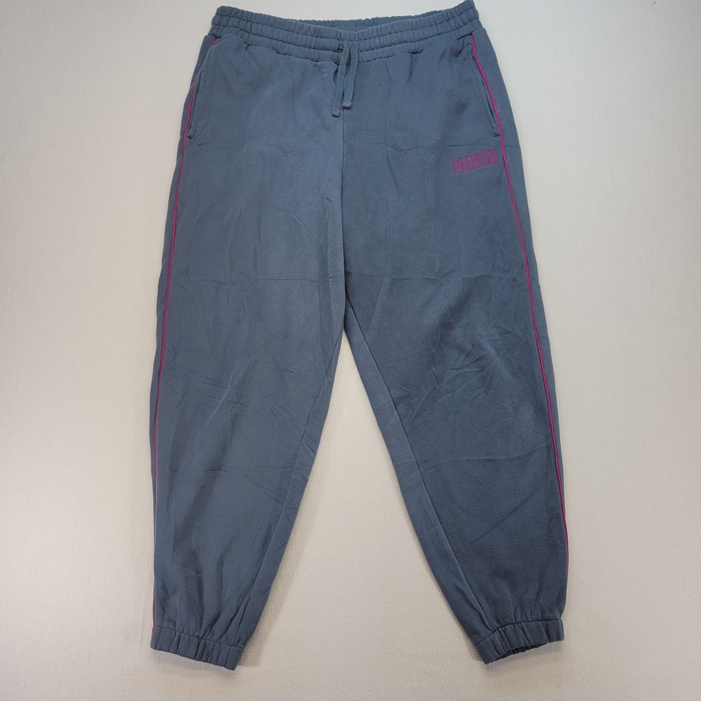 Puma Sweatpants Mens XL Blue Pink Piping Fleece Joggers 889263-02 Athletic